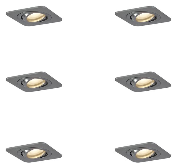 Set de 6 spoturi încastrate rotunjite Gunmetal GU10 50mm reglabile IP44 - Alberto
