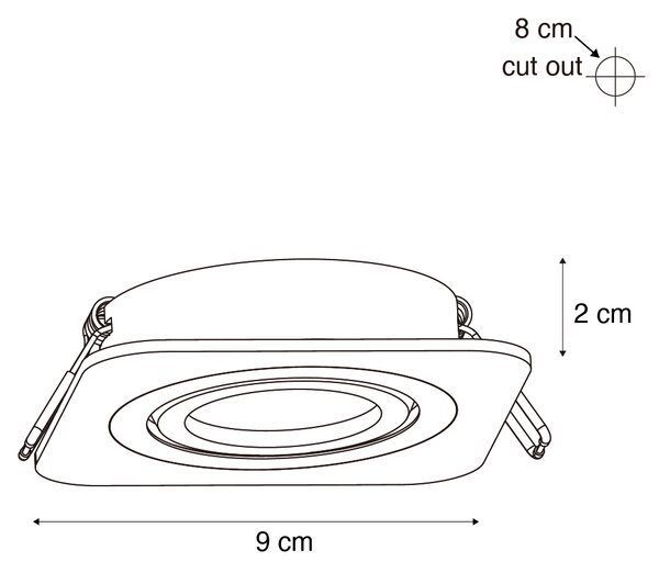 Set de 6 spoturi încastrate rotunjite negre GU10 50mm rotative și înclinabile IP44 - Alberto