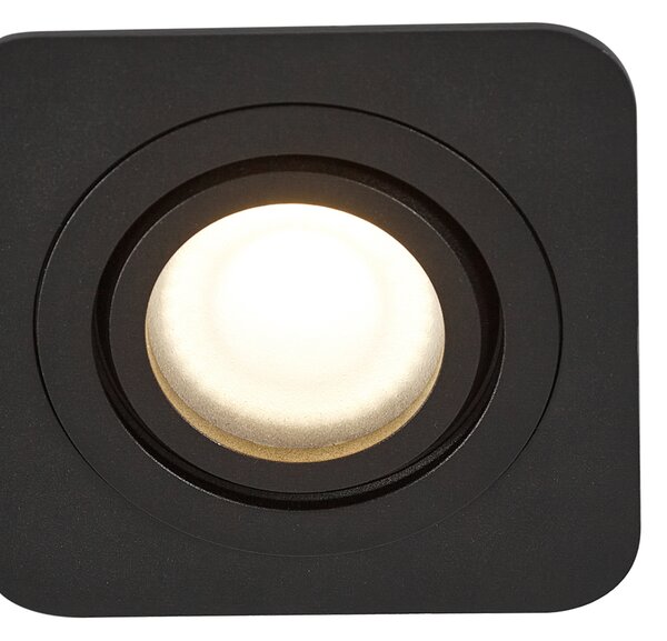 Set de 6 spoturi încastrate rotunjite negre GU10 50mm rotative și înclinabile IP44 - Alberto
