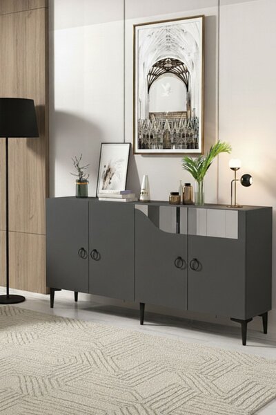 Gama komód, antracit-ezüst, 150 cm
