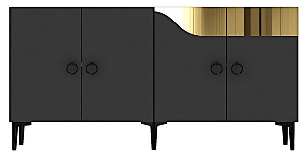 Gama komód, antracit-arany, 150 cm