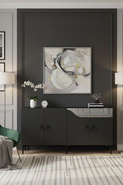 Gama komód, antracit-ezüst, 150 cm