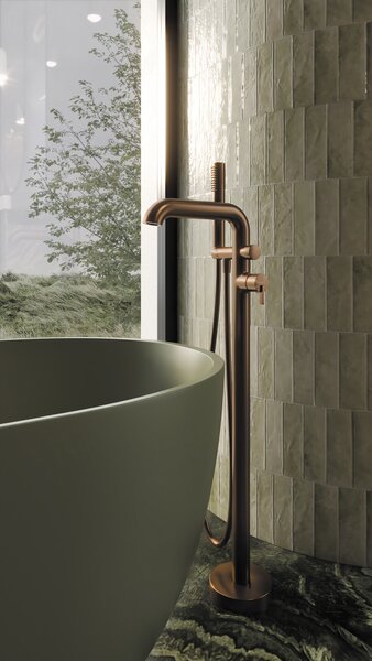 Deante Silia, baterie de baie independentă cu set de duș, bronz periat, BQS_C17M