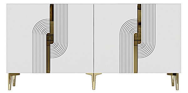 Meyra komód, fehér-arany, 150 cm