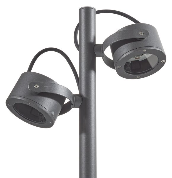 SLV bornă luminoasă Sitra, 2 becuri, antracit, aluminiu, GX53, IP44, Negru, Sticlă, Modern