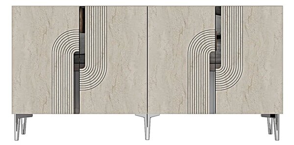 Meyra komód, fehér-travertin, 150 cm – TR555CHM1350