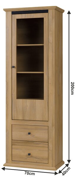 KONDELA Vitrină MZ4, stejar grand, LEON