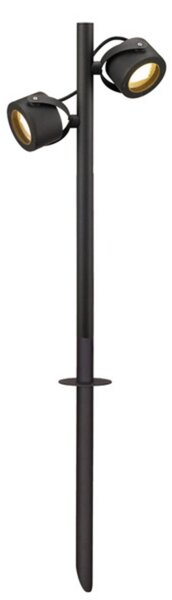 SLV bornă luminoasă Sitra, 2 becuri, antracit, aluminiu, GX53, IP44, Negru, Sticlă, Modern