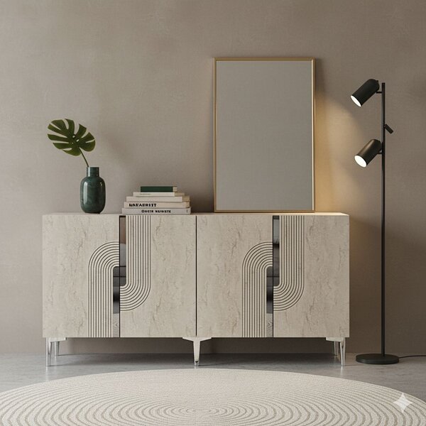 Meyra komód, fehér-travertin, 150 cm – TR555CHM1350