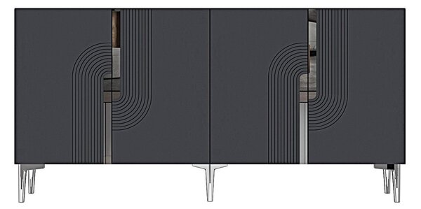 Meyra komód, antracit-ezüst, 150 cm