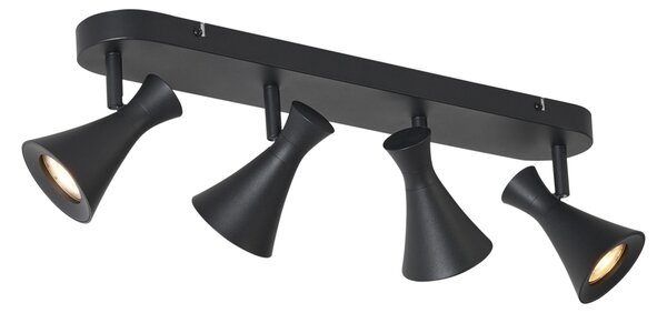 Spot modern de plafon negru cu 4 lumini rotative și înclinabile - Triangle