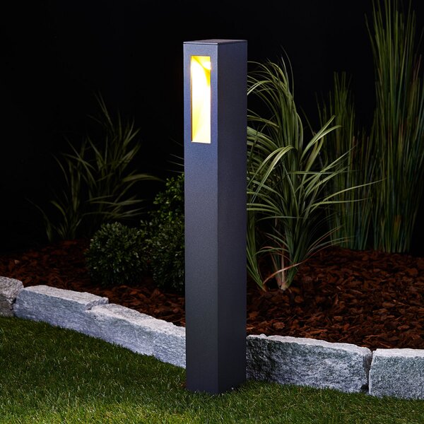 Lucande bornă luminoasă LED Jenke, 65 cm, antracit, aluminiu, Negru, Metal, Modern