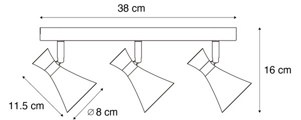Spot modern de plafon negru cu 3 lumini reglabil - Triangle
