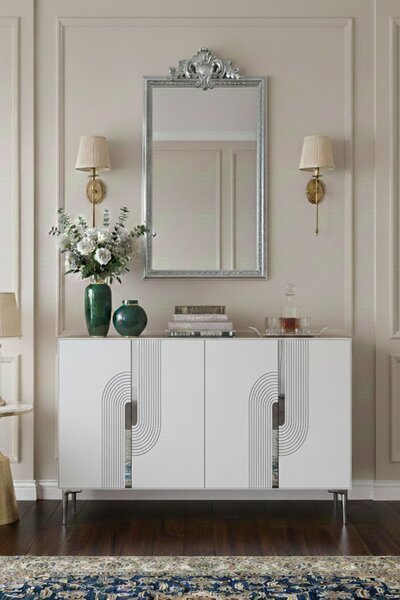 Meyra komód, fehér-ezüst, 120 cm – TR555CHM1355