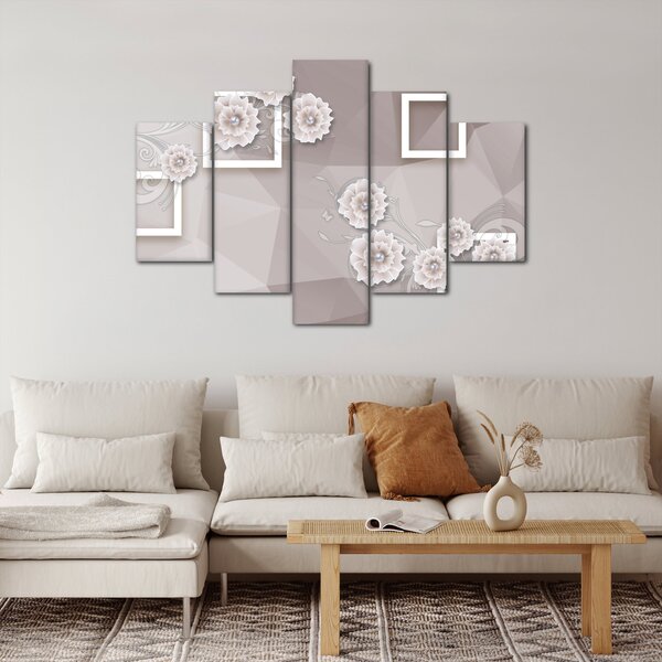 Tablou - Imagine flori bej (150x105 cm)