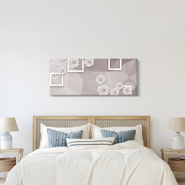 Tablou - Imagine flori bej (120x50 cm)