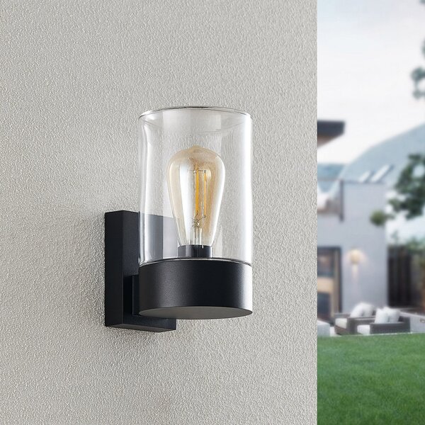 Arcchio aplice de exterior Liljana, negru, 21 cm, IP65, sticlă, reglabil, Negru, Metal, Modern