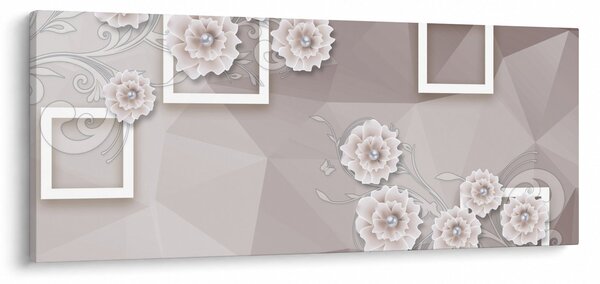 Tablou - Imagine flori bej (120x50 cm)