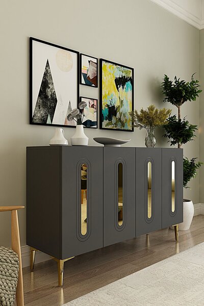Rany komód, antracit-arany, 120 cm – TR555CHM1369