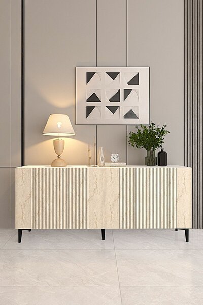 Corsa komód, fehér-travertin, 150 cm