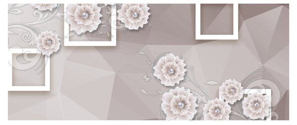 Tablou - Imagine flori bej (120x50 cm)