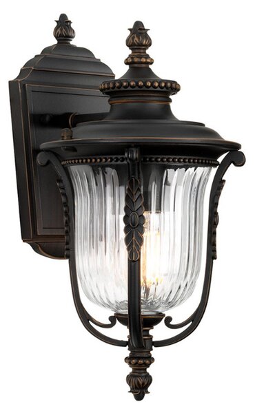 Elstead Felinar de perete Luverne exterior, Ø 17,8 cm, reglabil, Bronz / Alamă Veche, Metal, Antichitate, Felinar