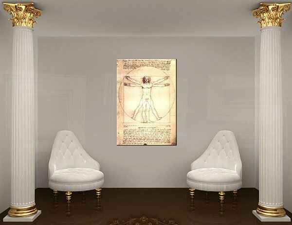 Tablou canvas VITRUVIAN MAN- Leonardo Da Vinci REP167 - 100x70 cm