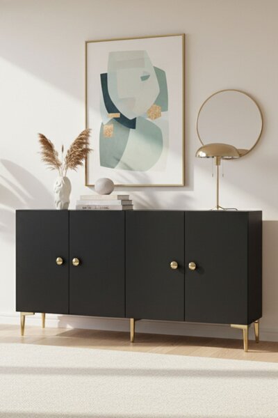 Simple komód, antracit-arany, 150 cm