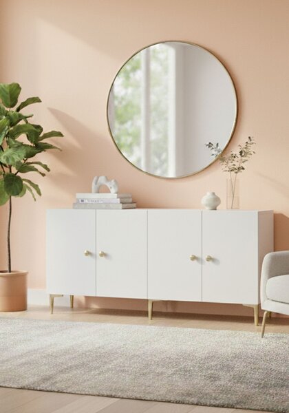 Simple komód, fehér-arany, 150 cm