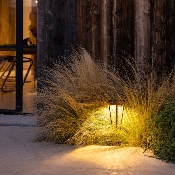 Les Jardins Torță LED solară Tinka, înălțime 52 cm, corten, Maro / Rugină, Metal, Spot de exterior / vârf de pământ