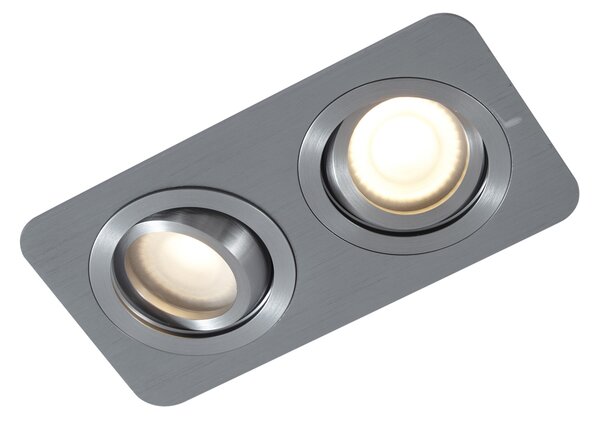 Set de 6 spoturi încastrate rotunjite, culoarea metalului de armă, GU10 50mm, reglabile, IP44, 2 lumini - Alberto
