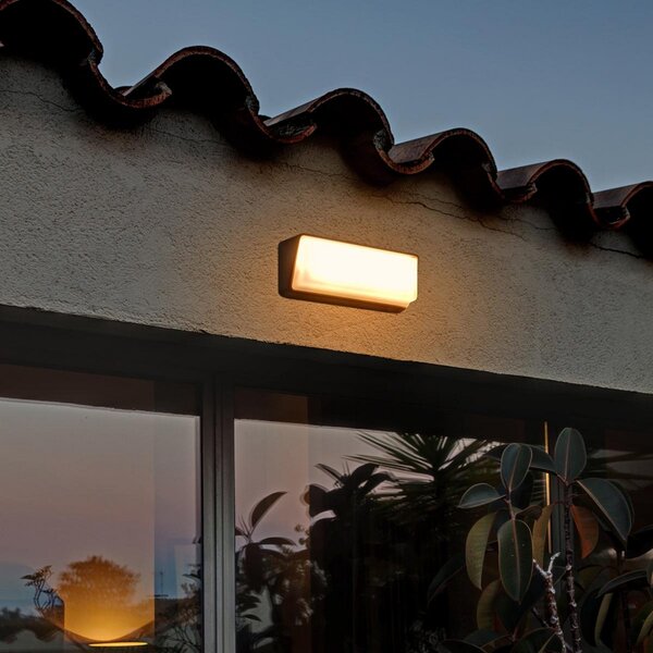 FARO BARCELONA LED lampă de perete pentru exterior Half, antracit, sticlă, aluminiu, Negru, Metal, Modern