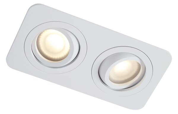 Set de 6 spoturi încastrate rotunjite albe GU10 50mm rotative și înclinabile IP44 cu 2 lumini - Alberto