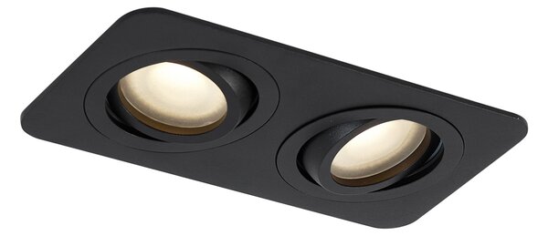 Spot încastrat rotund negru GU10 50mm rotativ și înclinabil IP44 2 lumini - Alberto
