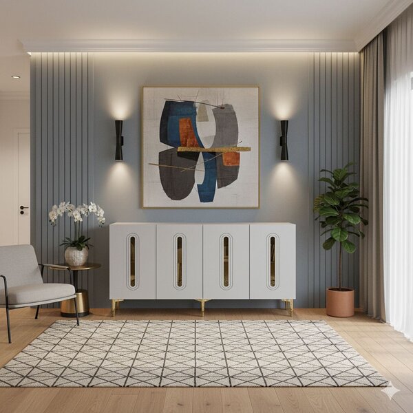 Rany komód, fehér-arany, 150 cm