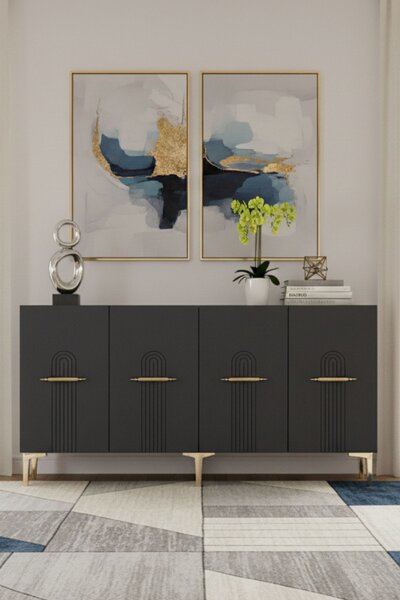 Ida komód, antracit-arany, 150 cm
