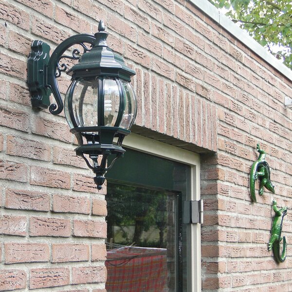 K.S. Verlichting Lumina de perete în aer liber Andrew lanternă agățat, verde, reglabil, Transparent, Metal