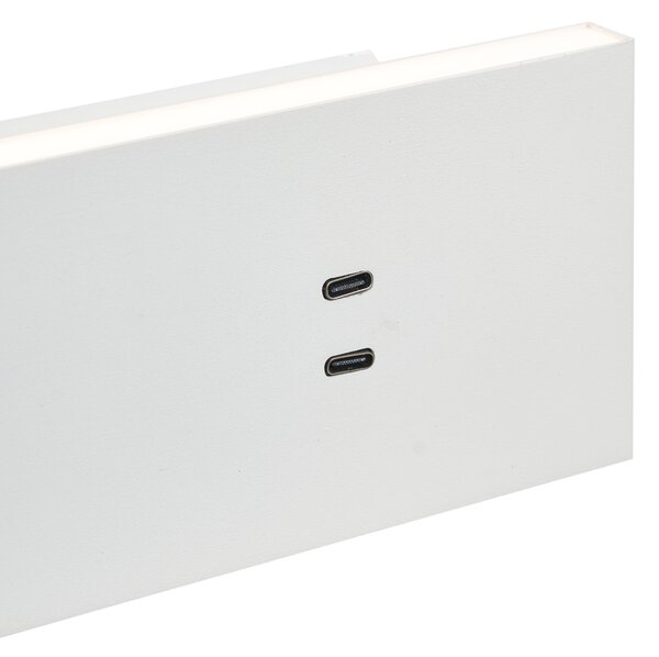 Lampă de perete modernă albă reglabilă cu USB-C incl. LED - Modric