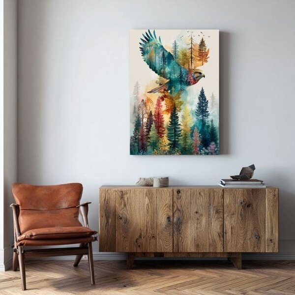 Tablou canvas Zborul vulturului - Motivul dinamic al naturii - 60x90 cm