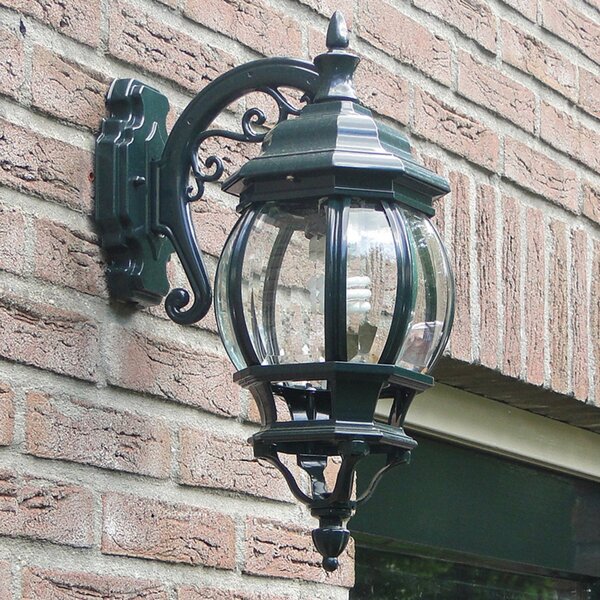 K.S. Verlichting Lumina de perete în aer liber Andrew lanternă agățat, verde, reglabil, Transparent, Metal
