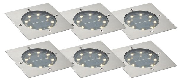 Set de 6 spoturi de sol din aluminiu pătrate, inclusiv LED IP65 Solar - Terry