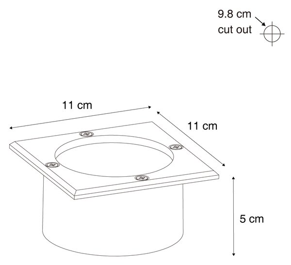 Set de 6 spoturi de sol negre pătrate, inclusiv LED IP65 Solar - Terry