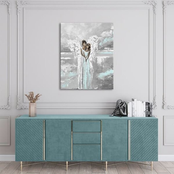 Înger picturi pe pânză Îngerul îmbrățișare cerească - 30x40 cm
