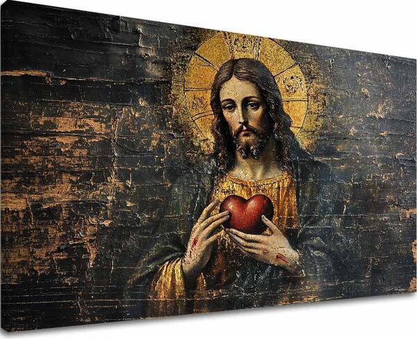 Inima Sacră a lui Iisus | finisată de mâna artistului - 40x60 cm