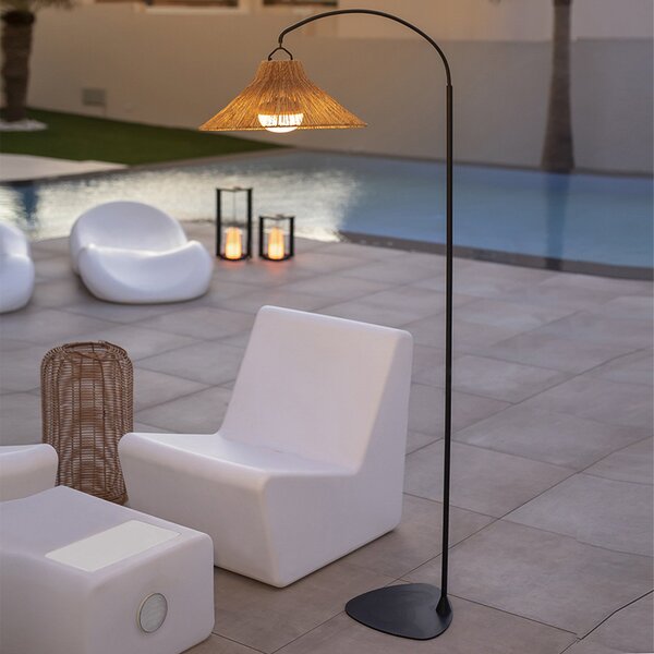 Newgarden Niza LED floor lamp, interior/exterior, 168cm, reglabil, Negru, Camera de zi / sufragerie, Metal