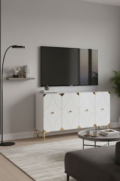 Alfa komód, fehér-arany, 120 cm
