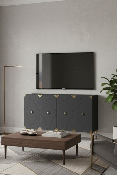 Alfa komód, antracit-arany, 120 cm