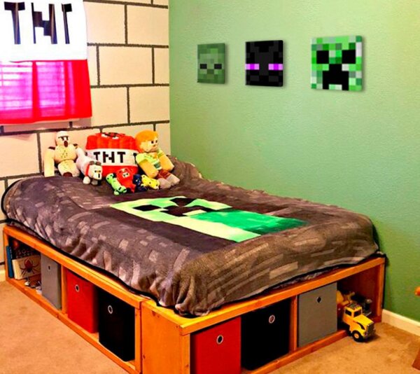 Minecraft pictura - Personaje panza recomandate - Creeper, Enderman, Zombie - 60x20 cm