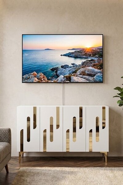 Ece komód, fehér-arany, 120 cm