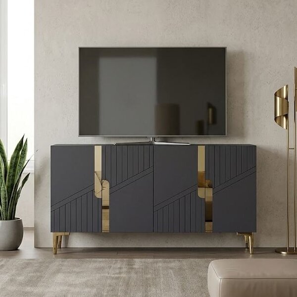 Evva komód, antracit-arany, 120 cm